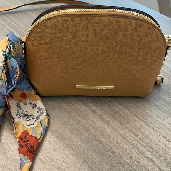 Steve Madden Handbags - Steve Madden Brown Camel Color Crossbody Purse Floral Scarf Tie NWOT